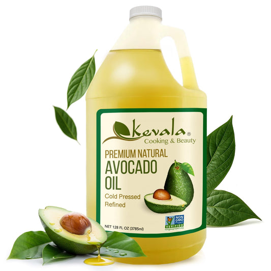 Kevala Avocado OIl, 128 fl oz, Cold Pressed Kitchen Staple, Gluten Free
