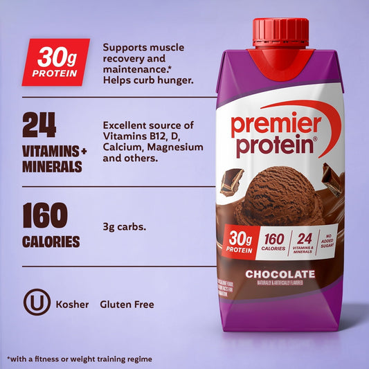 Premier Protein Shake, Chocolate, 30g Protein, 11 Fl Oz, 12 Ct