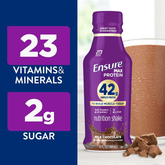 Ensure Max Protein Shake, 42g High Protein, Milk Chocolate, 14 fl oz, 4 Pack