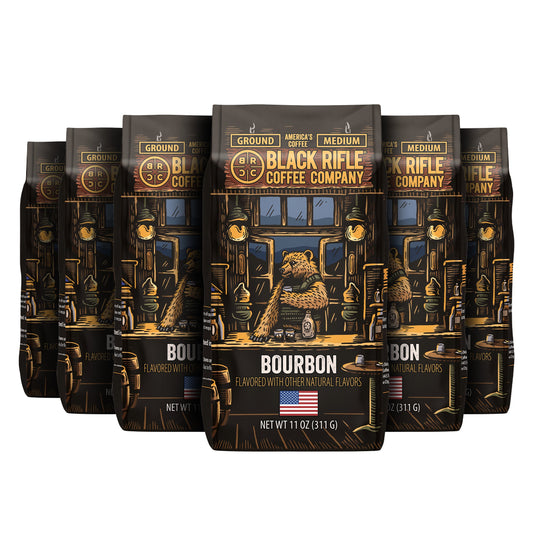 (6 pack) Black Rifle Coffee Bourbon, Medium Roast, Ground Coffee, 11oz