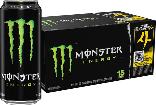 Monster Energy Drink, Green, Original, 16 Ounce (Pack of 15)