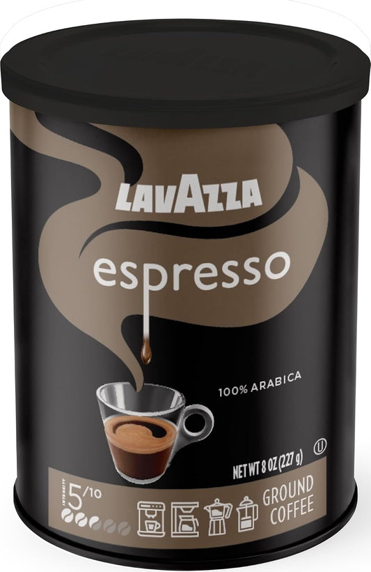 Lavazza Espresso Ground Coffee, Medium Roast, 100% Arabica, 8 oz Tin (Pack of 4)