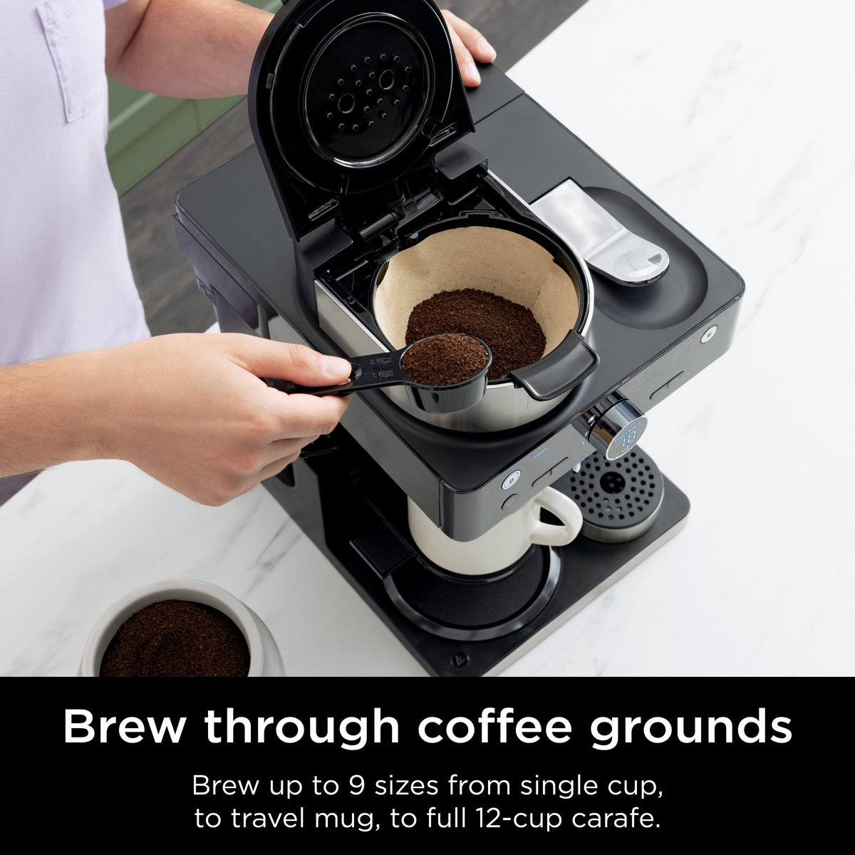 Ninja Espresso & Coffee Barista System 12-Cup, Built-In Milk Frother, Nespresso Capsule Compatible, CFN601, Black