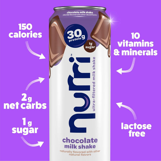 Nurri 30g Protein Ultra Filtered Milk Shake, Chocolate, 10-11 fl oz Cans