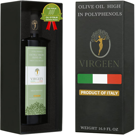 Virgeen Italian Extra Virgin Olive Oil 16.9 fl oz | High Polyphenol EVOO