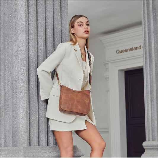 BOSTANTEN Crossbody Bags for Women Vegan Leather Purse Wide Shoulder Strap