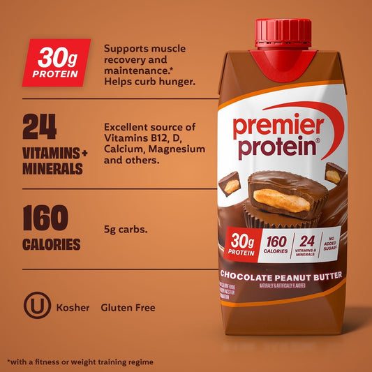 Premier Protein Shake, Chocolate Peanut Butter, 30g Protein, 11 fl oz, 12 Ct