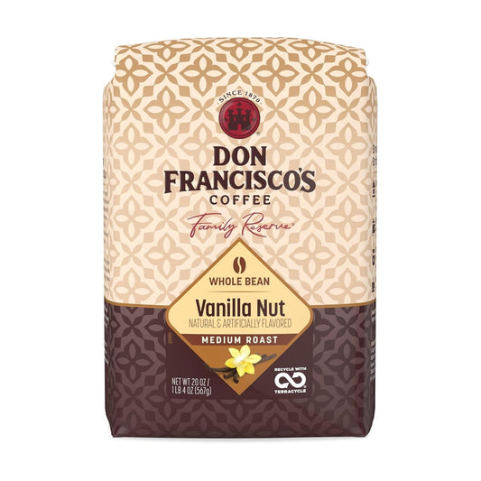 Don Francisco's Vanilla Nut Whole Bean Coffee, Medium Roast, 20 OZ Bag
