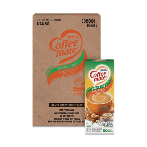 0.38 oz Mini Cups Liquid Coffee Creamer - Zero Sugar Hazelnut (200/Carton)