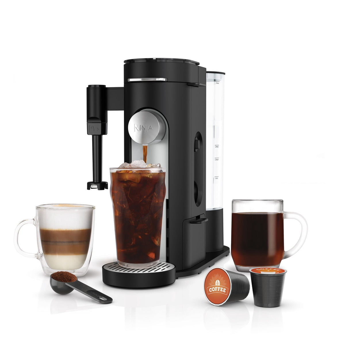 Ninja Pods & Grounds Specialty Single-Serve Coffee Maker, K-Cup Pod Compatible, Built-In Milk Frother, PB051ST, Stone