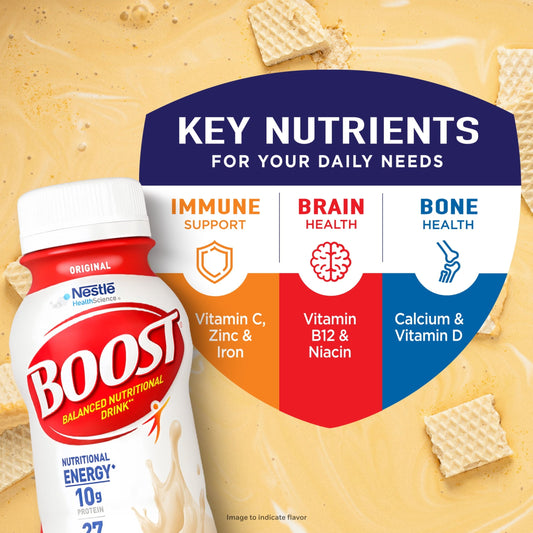 BOOST Original Balanced Nutritional Drink Protein Shakes, Very Vanilla, 8 fl oz, 15 Pack