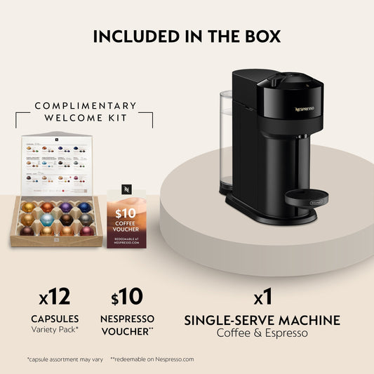 Nespresso Vertuo Next Coffee and Espresso Maker by De'Longhi, Glossy Black