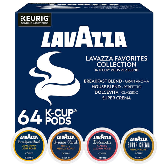 Lavazza Favorites Collection Variety Pack, K-Cup Pods, Light and Medium Roast Coffee, 64 Count