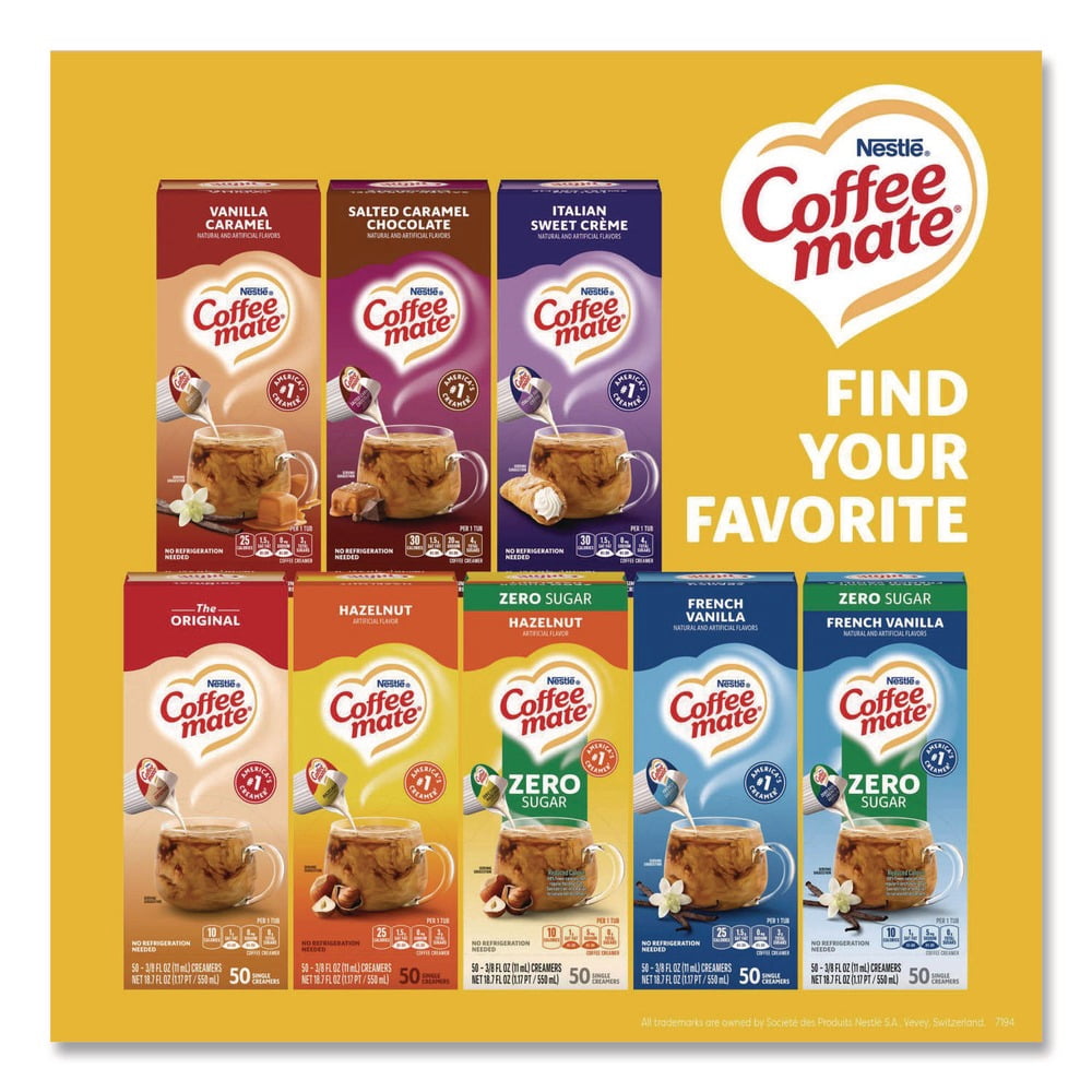 0.38 oz Mini Cups Liquid Coffee Creamer - Zero Sugar Hazelnut (200/Carton)