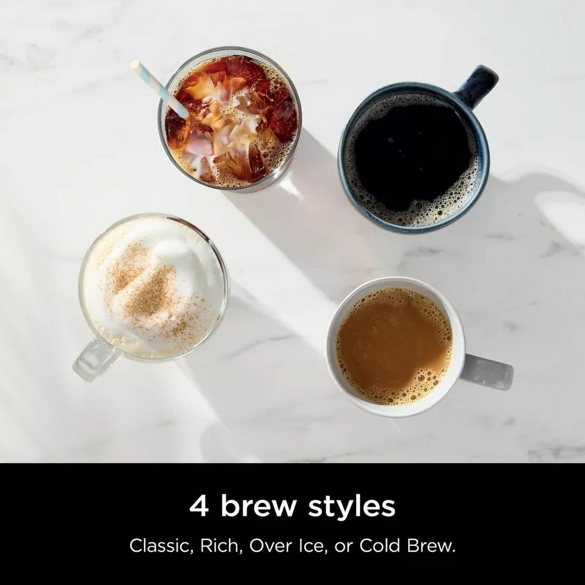 Ninja Hot & Iced XL Coffee Maker with Rapid Cold Brew, 4 Brew Styles, Single-Serve Coffee Brewer, Removable Reservoir, CM371 Black