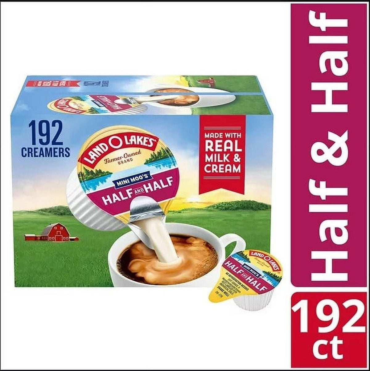 Land O Lakes Mini Moo’s Half & Half Creamer Singles, Shelf-Stable, 192 Count