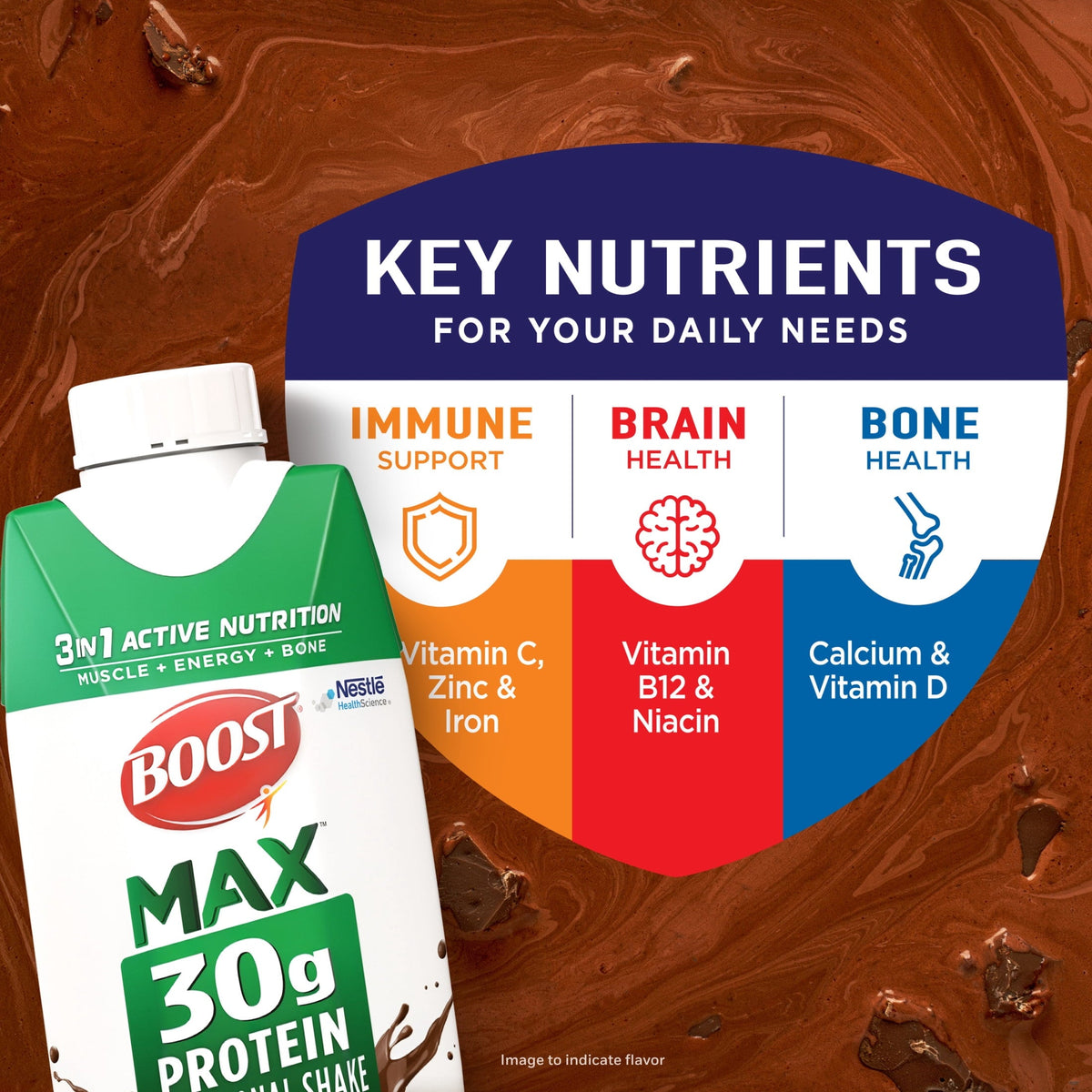 BOOST Max Protein Nutritional Shake, Rich Chocolate, 30g Protein, 18 - 11 fl oz (325 mL) Cartons