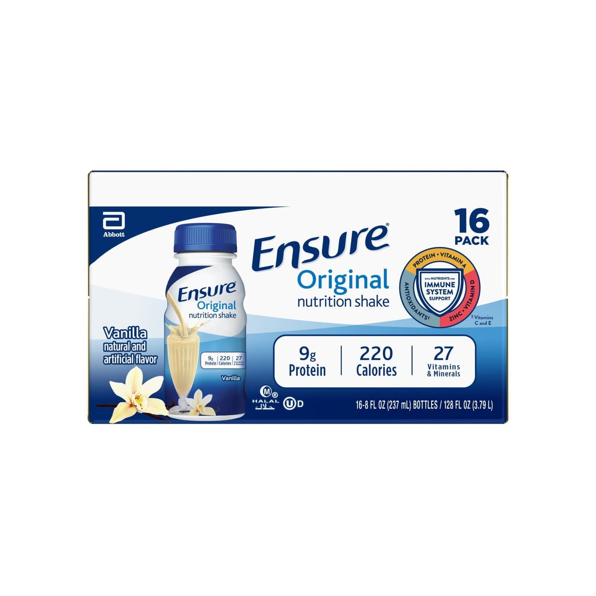 (2 pack) Ensure Original Nutrition Shake, 9g Protein, Vanilla, 8 fl oz - 16 Pack