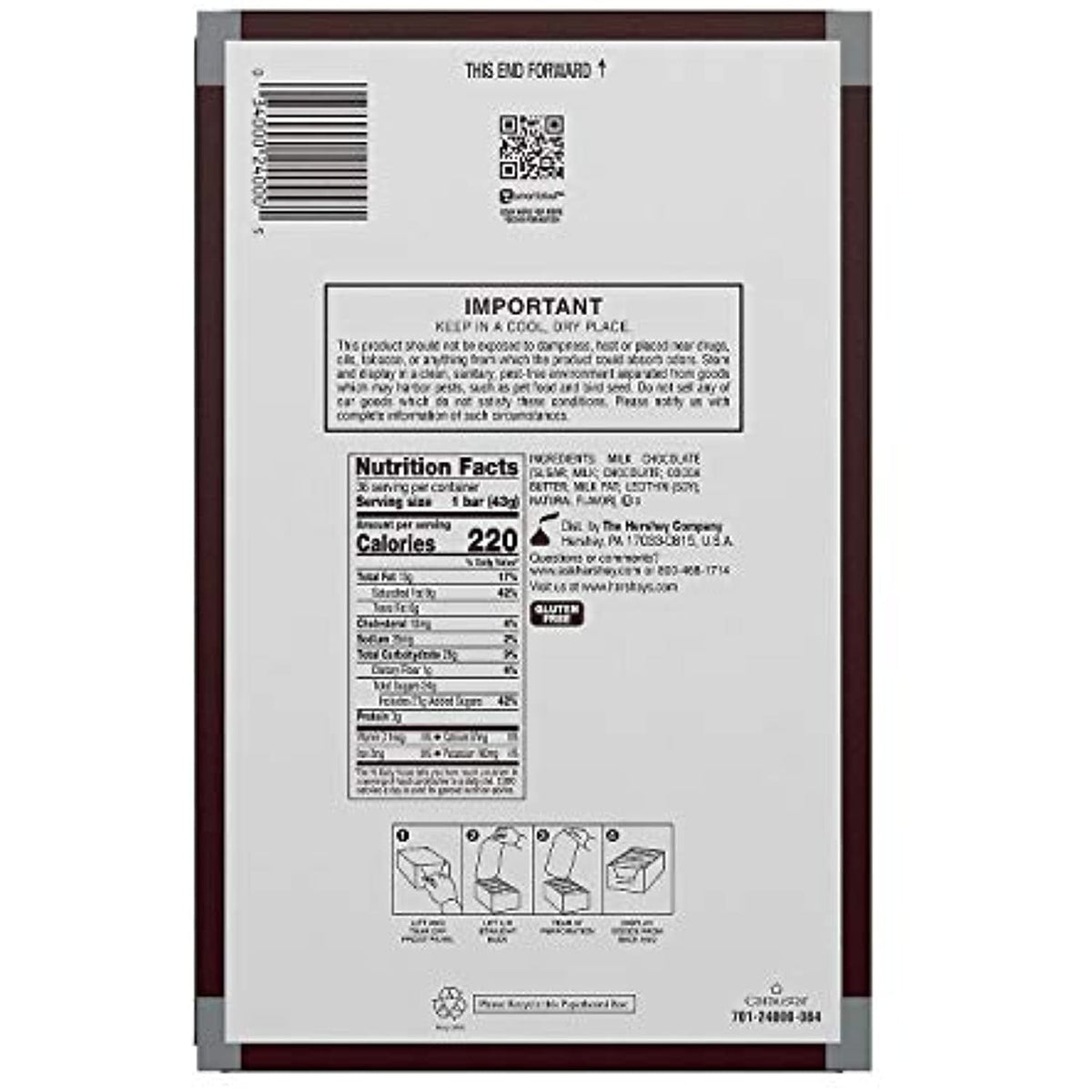 Hersheys Milk Chocolate Bars - 36-Ct. Box