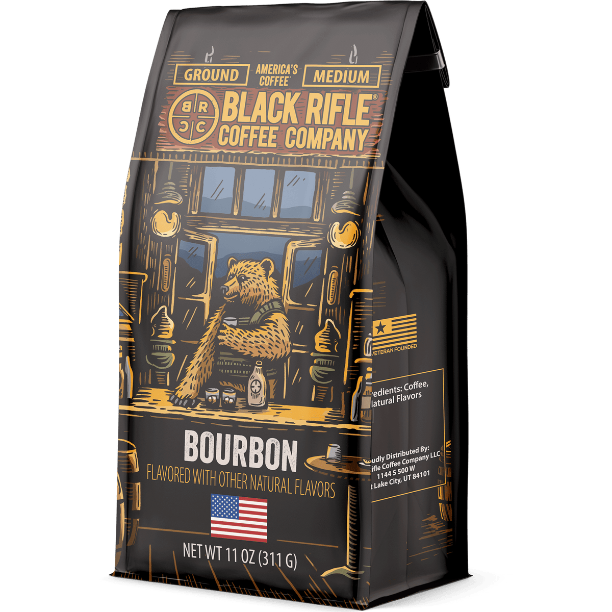 (6 pack) Black Rifle Coffee Bourbon, Medium Roast, Ground Coffee, 11oz