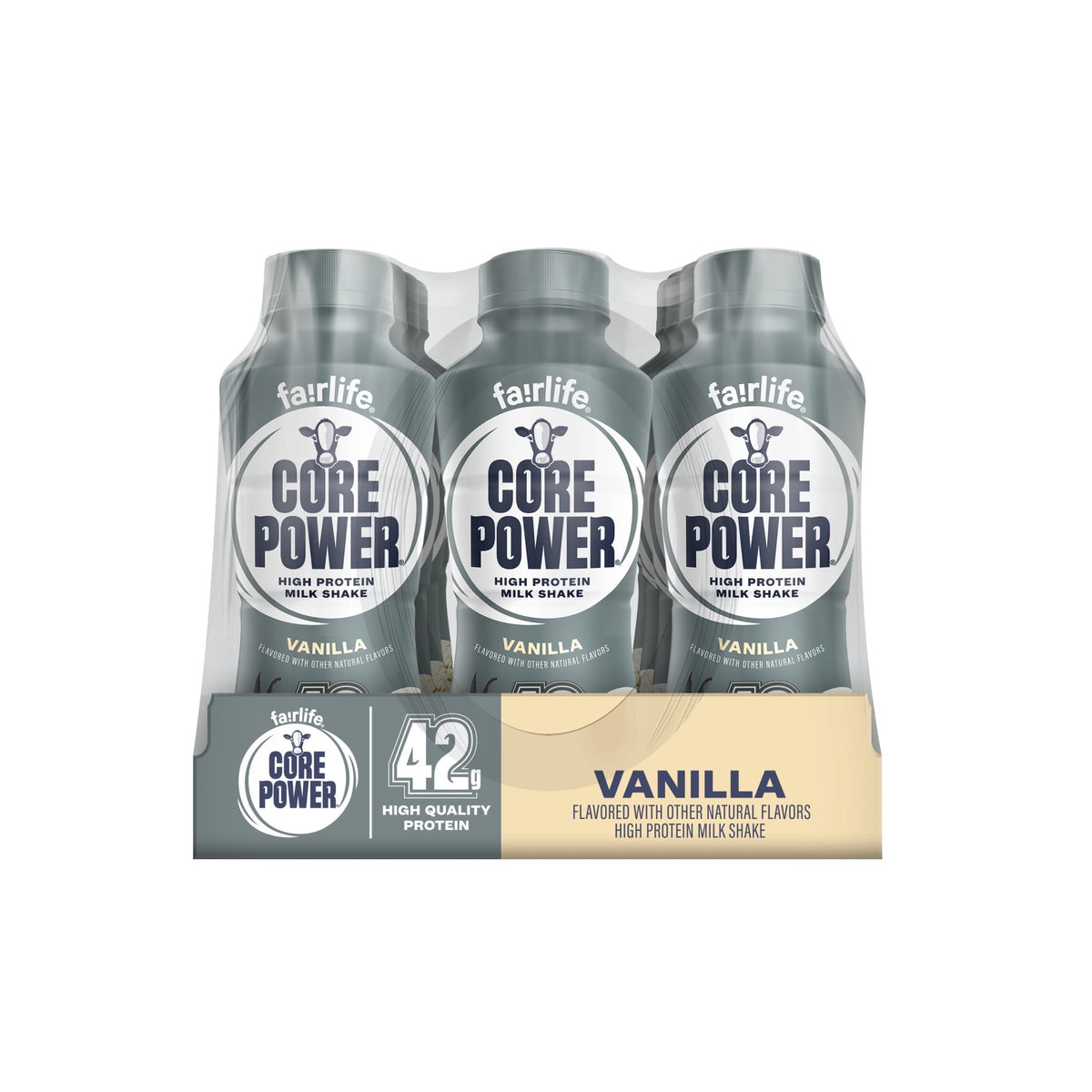 Core Power High Protein Shake, Vanilla, 42g Bottle, 14oz, 12 Pack
