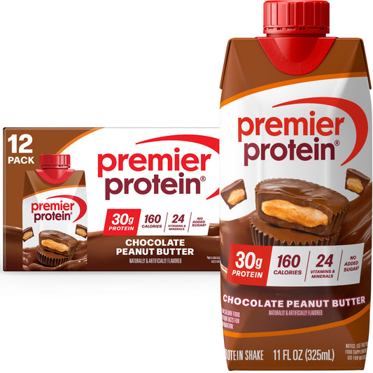 (2 pack) Premier Protein Shake, Chocolate Peanut Butter, 30g Protein, 11 fl oz, 12 Ct