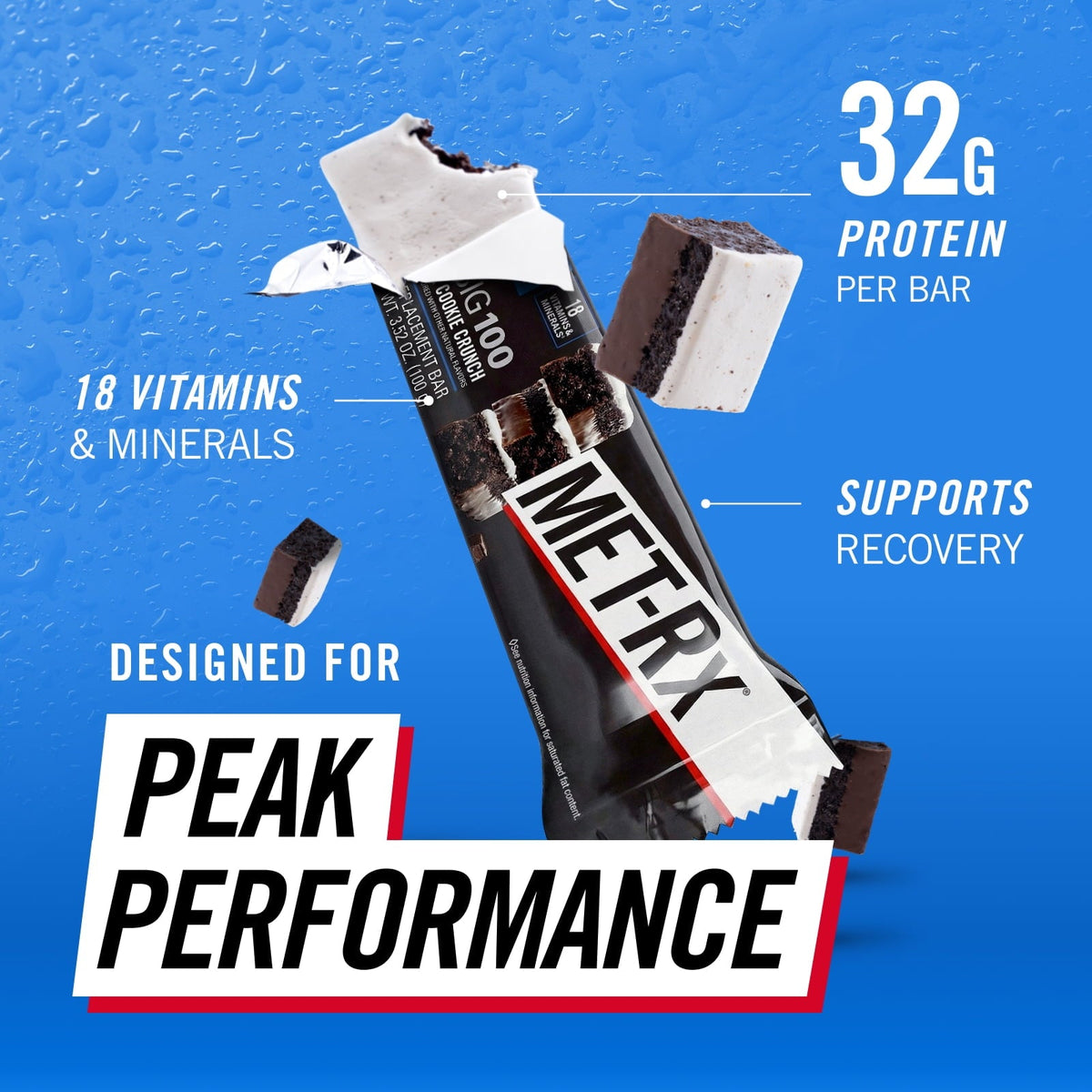 (3 pack) MET-Rx Big 100 High Protein Meal Replacement Bars, Super Cookie Crunch, 32g Protein, 3.52 oz, 4 Count