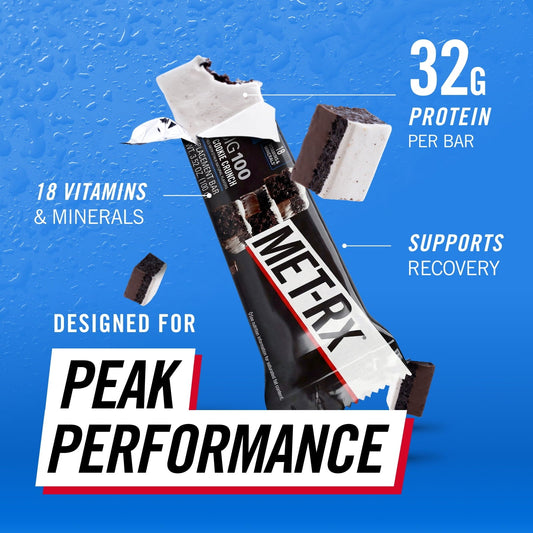 (3 pack) MET-Rx Big 100 High Protein Meal Replacement Bars, Super Cookie Crunch, 32g Protein, 3.52 oz, 4 Count