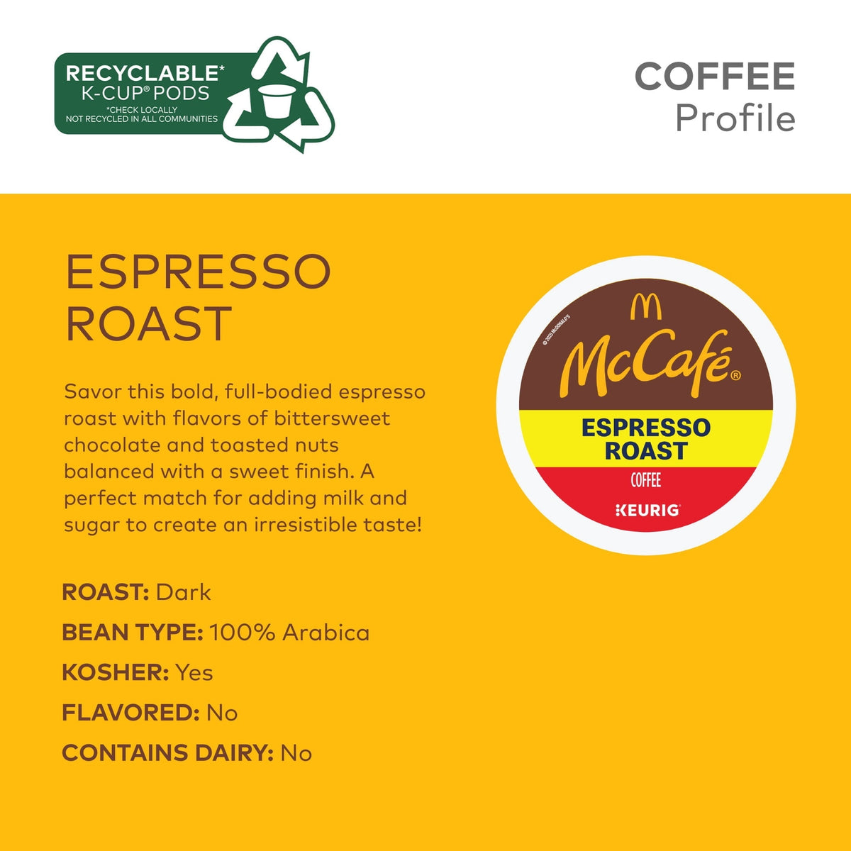 McCafe, Espresso Roast Coffee K-Cup Coffee Pods, 24 Count