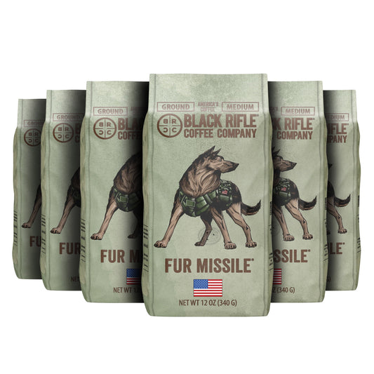 (6 pack) Black Rifle Coffee Company Fur Missile, Medium Roast, Ground Coffee, 12 oz