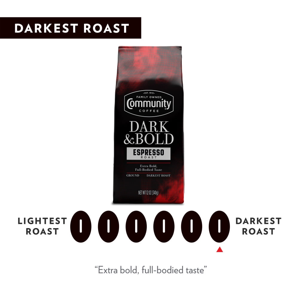 Community Coffee Dark & Bold Expresso Extra Dark Roast Ground 12 oz Gable Top