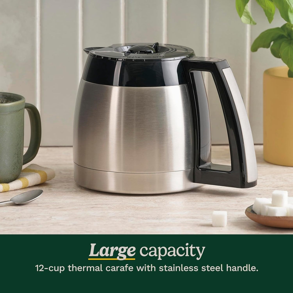 12-Cup Programmable Coffee Maker with Thermal Carafe, 1-4 Cup Setting, Brew Strength Control and Brew Pause, Stainless Steel, Silver