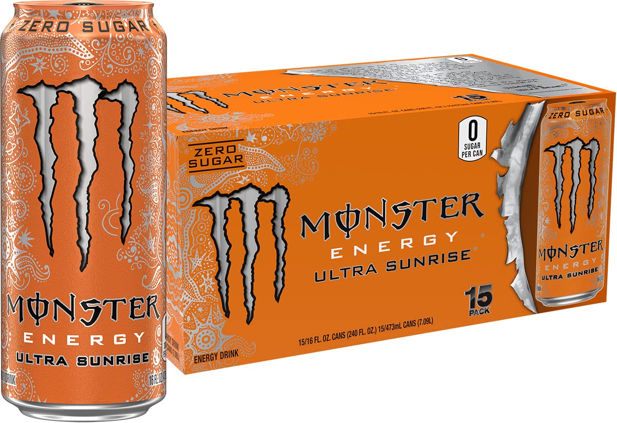 Monster Energy Ultra Red, Sugar Free Energy Drink, 16 Ounce (Pack of 15)