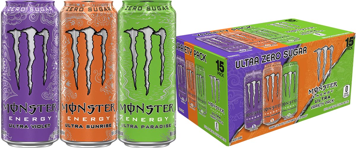Monster Energy Ultra Red, Sugar Free Energy Drink, 16 Ounce (Pack of 15)