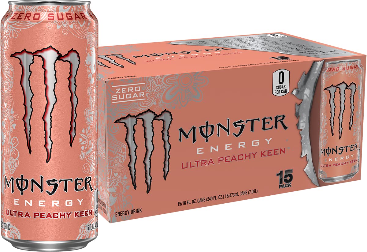 Monster Energy Ultra Red, Sugar Free Energy Drink, 16 Ounce (Pack of 15)