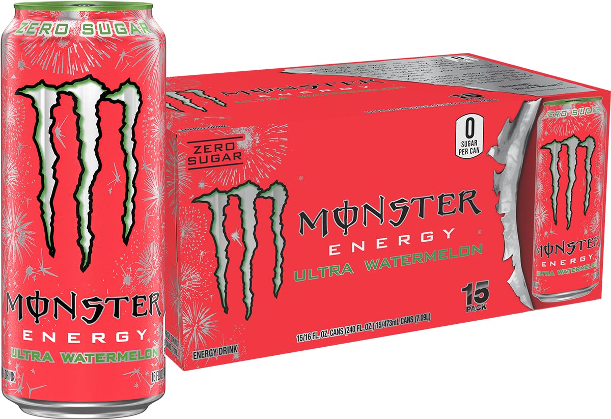 Monster Energy Ultra Red, Sugar Free Energy Drink, 16 Ounce (Pack of 15)