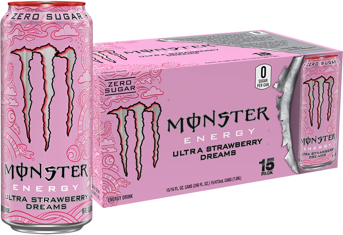 Monster Energy Ultra Red, Sugar Free Energy Drink, 16 Ounce (Pack of 15)