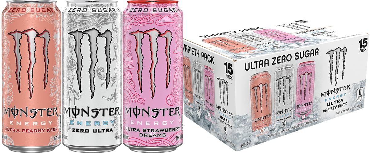 Monster Energy Ultra Red, Sugar Free Energy Drink, 16 Ounce (Pack of 15)