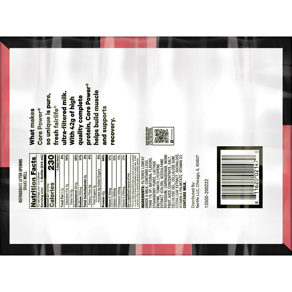 Core Power High Protein Shake, Strawberry, 42g Bottle, 14oz, 12 Pack