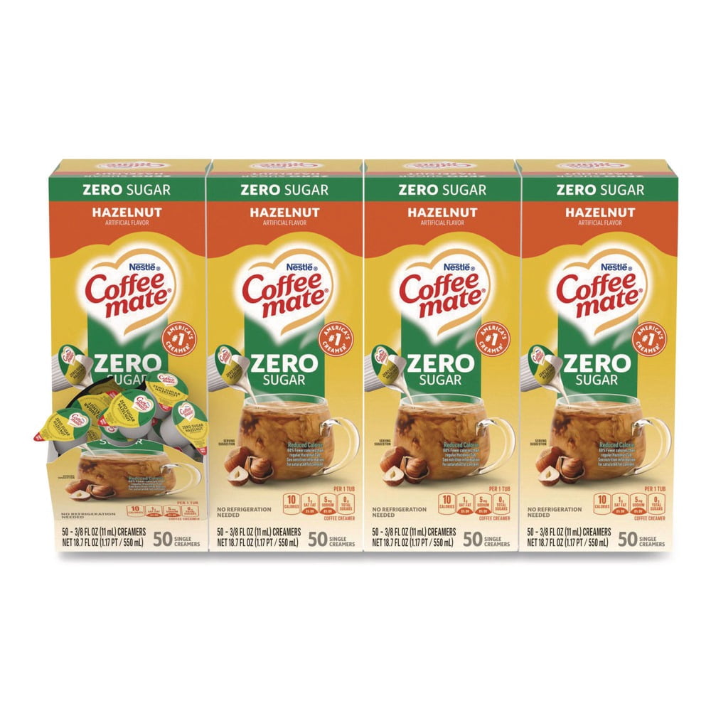 0.38 oz Mini Cups Liquid Coffee Creamer - Zero Sugar Hazelnut (200/Carton)