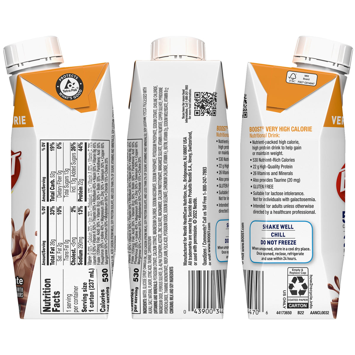 BOOST Very High Calorie Nutritional Drink, Chocolate, 8 fl oz (Pack of 24)