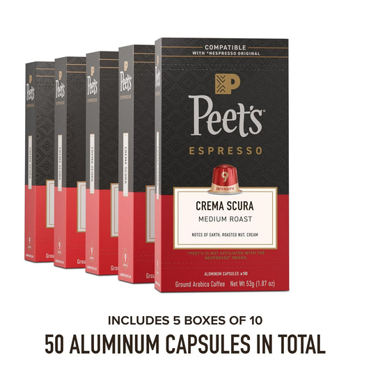 Peet's Coffee Espresso Capsules, Medium Roast, Crema Scura, 50 Count
