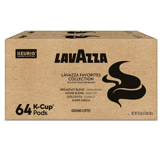 Lavazza Favorites Collection Variety Pack, K-Cup Pods, Light and Medium Roast Coffee, 64 Count