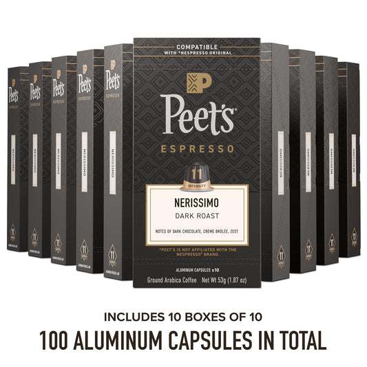 Peet's Coffee Espresso Capsules, Dark Roast, Nerissimo, 100 Count