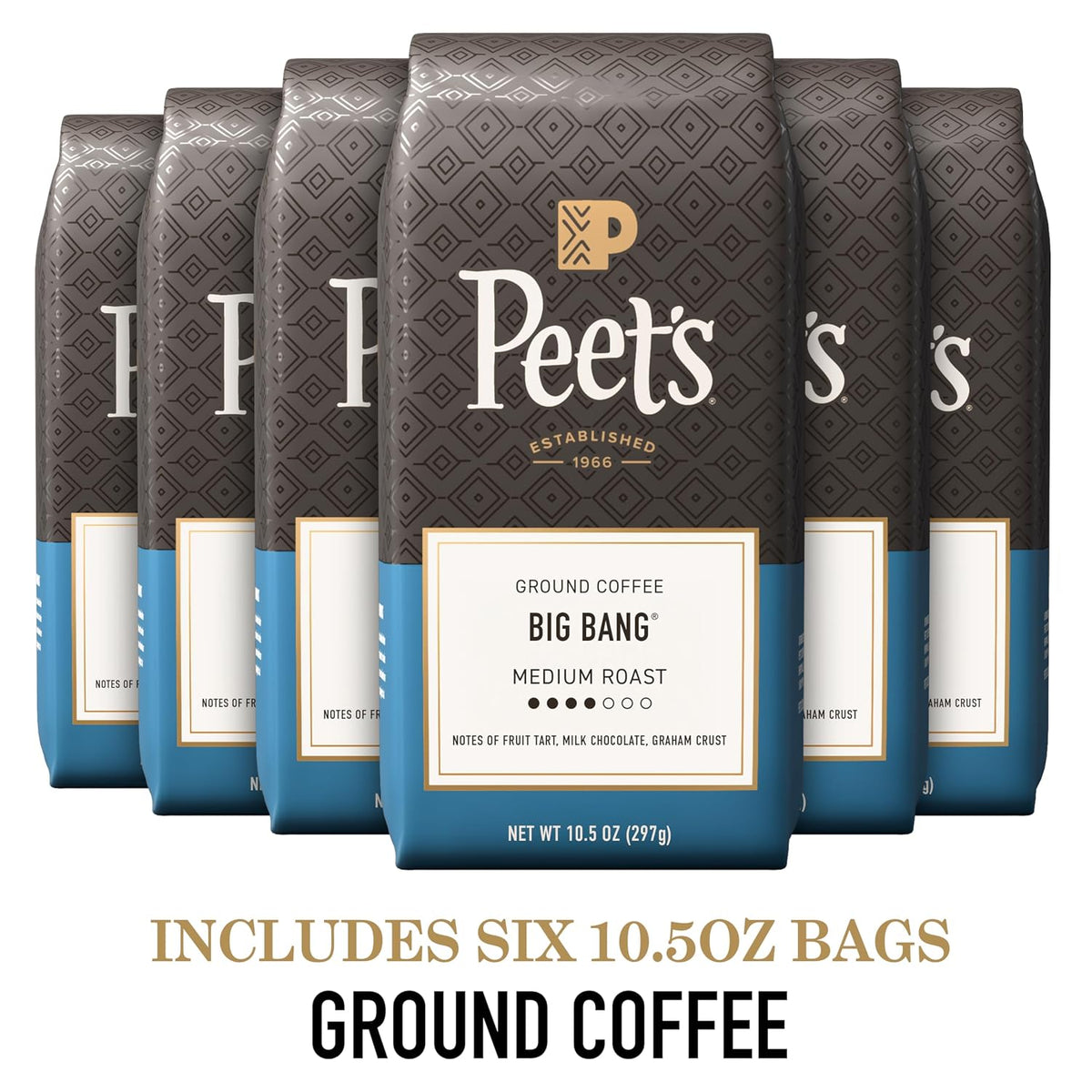 Peet's Coffee Ground Coffee Medium Roast, Big Bang, 63 Ounces