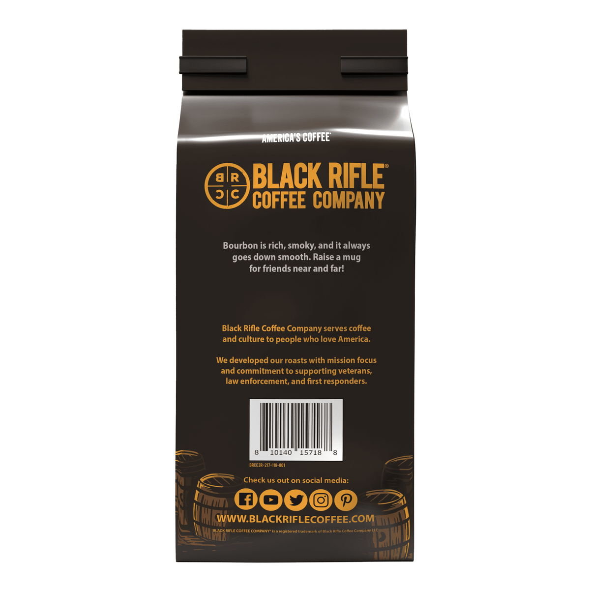 (6 pack) Black Rifle Coffee Bourbon, Medium Roast, Ground Coffee, 11oz