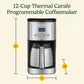 12-Cup Programmable Coffee Maker with Thermal Carafe, 1-4 Cup Setting, Brew Strength Control and Brew Pause, Stainless Steel, Silver