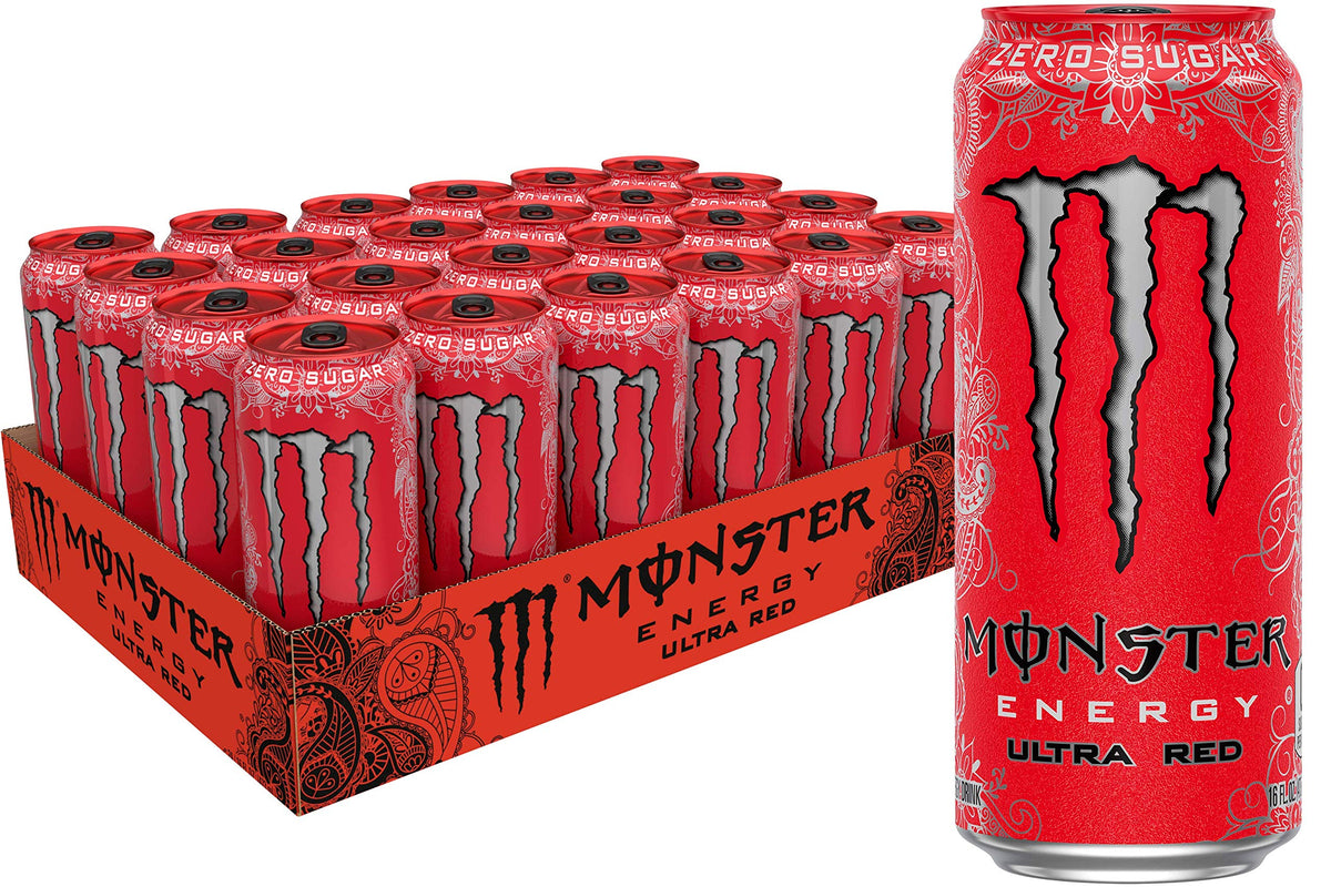 Monster Energy Ultra Red, Sugar Free Energy Drink, 16 Ounce (Pack of 15)
