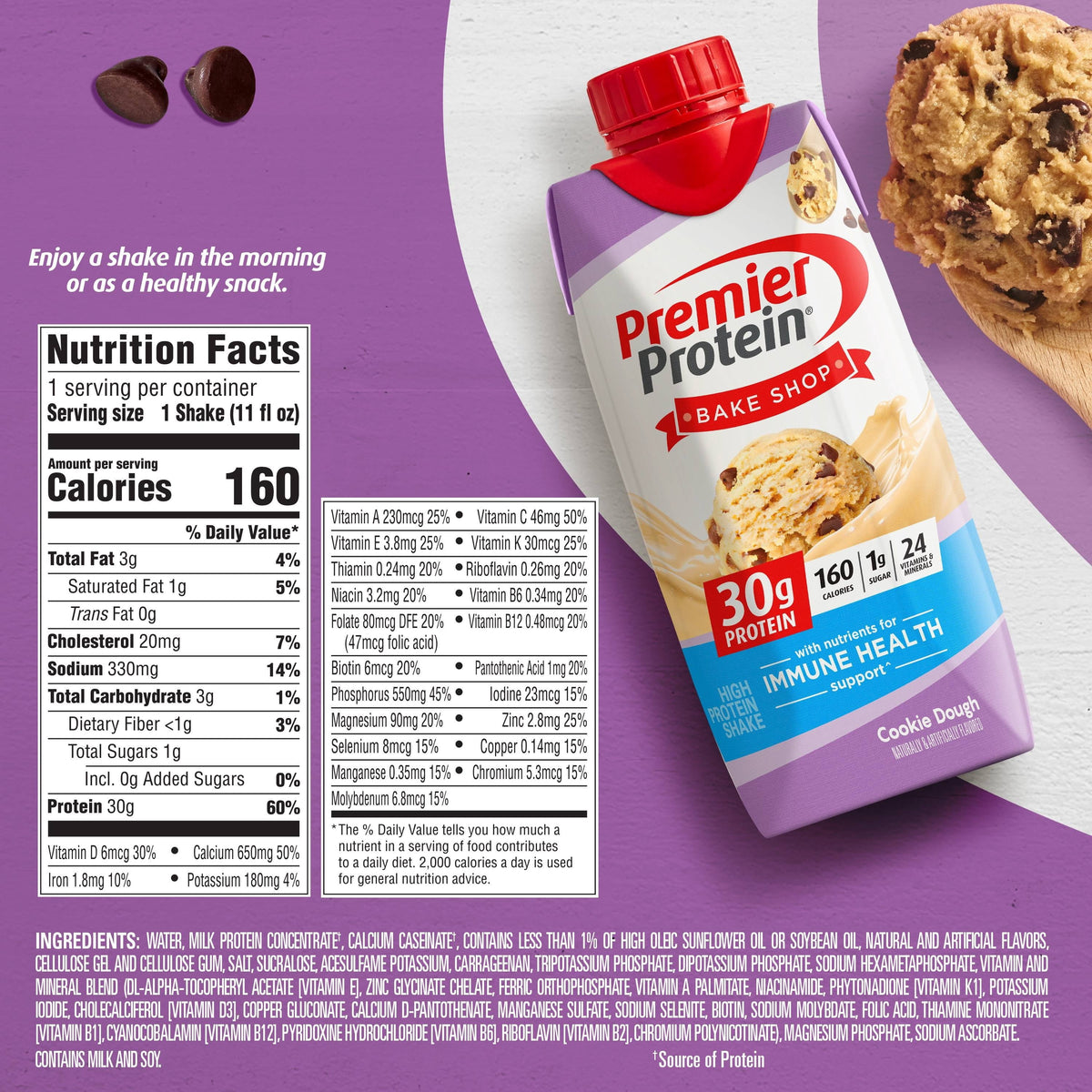 Premier Protein Shake, Cookie Dough, 30g Protein, 11 fl oz, 12 Ct