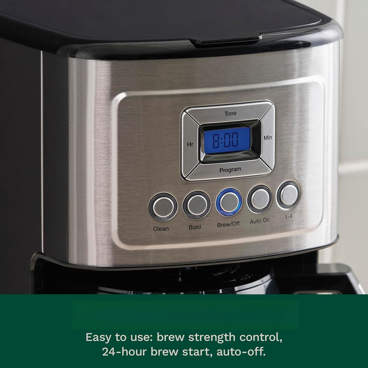 12-Cup Programmable Coffee Maker with Thermal Carafe, 1-4 Cup Setting, Brew Strength Control and Brew Pause, Stainless Steel, Silver